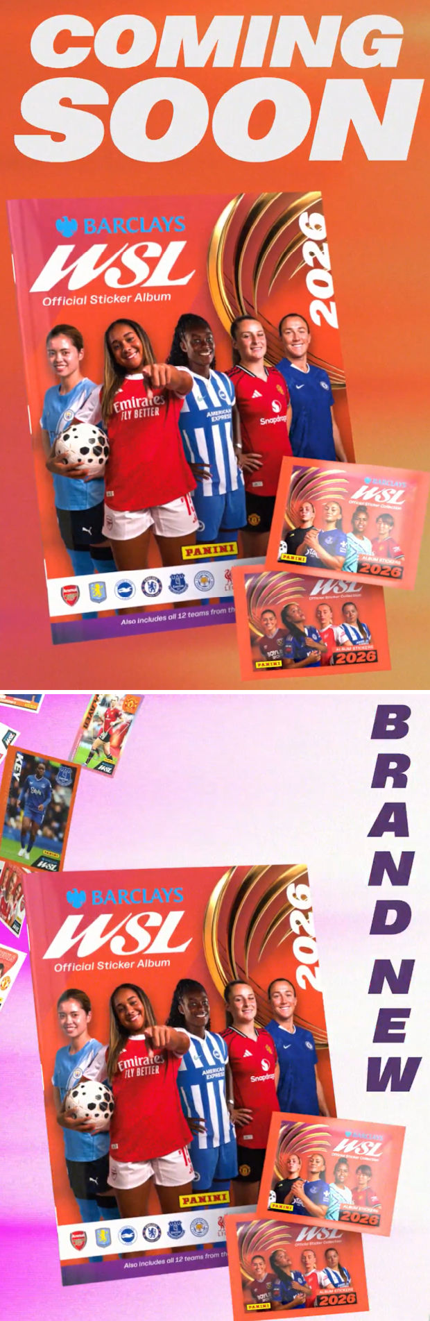 Panini Barclays WSL 2026 – Pack De Démarrage Album + 5 Pochettes – Autocollants Foot Féminin